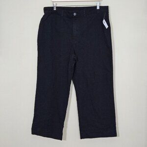 Old Navy Pants Womens 18 Black Twill Cotton Stretch High Waist Wide Leg Coastal